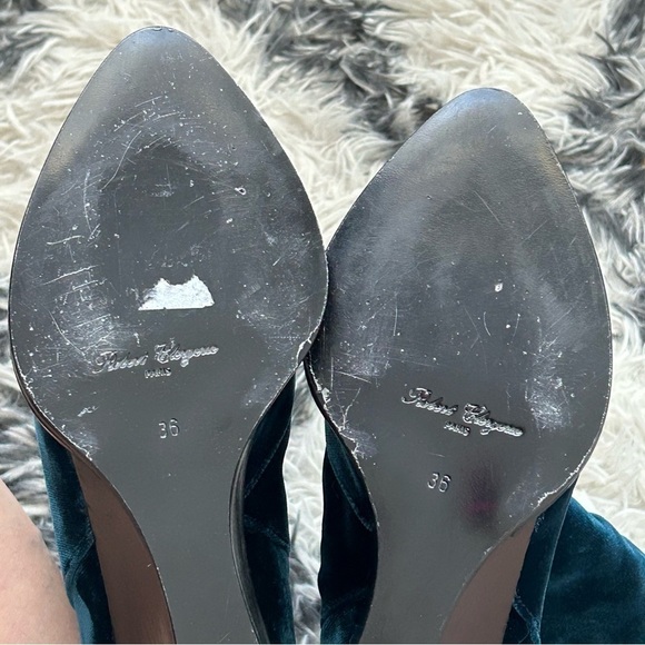 Robert Clergerie Paris Velvet Ankle Length Wedge Booties Boots - Picture 7 of 9